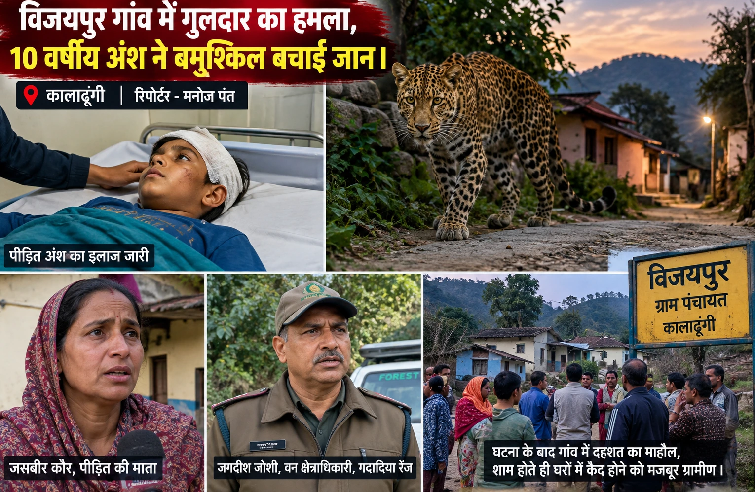 विजयपुर गांव में गुलदार का हमला, 10 वर्षीय अंश ने बमुश्किल बचाई जान